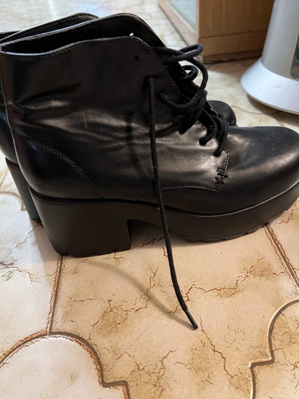 Topshop Black Platform Lace-Up Ankle Boots